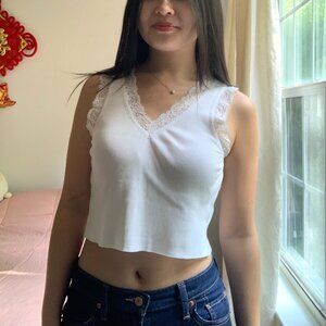 Vintage Cropped Ribbed Tank Top